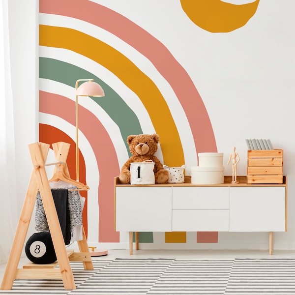 Removable Wallpaper Scandinavian Wallpaper Rainbow Wallpaper Peel and Stick Wallpaper Wall Paper - C251