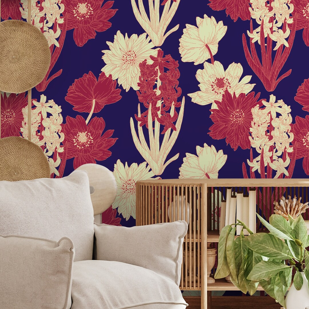 Removable Wallpaper Scandinavian Wallpaper Temporary Wallpaper Vintage ...
