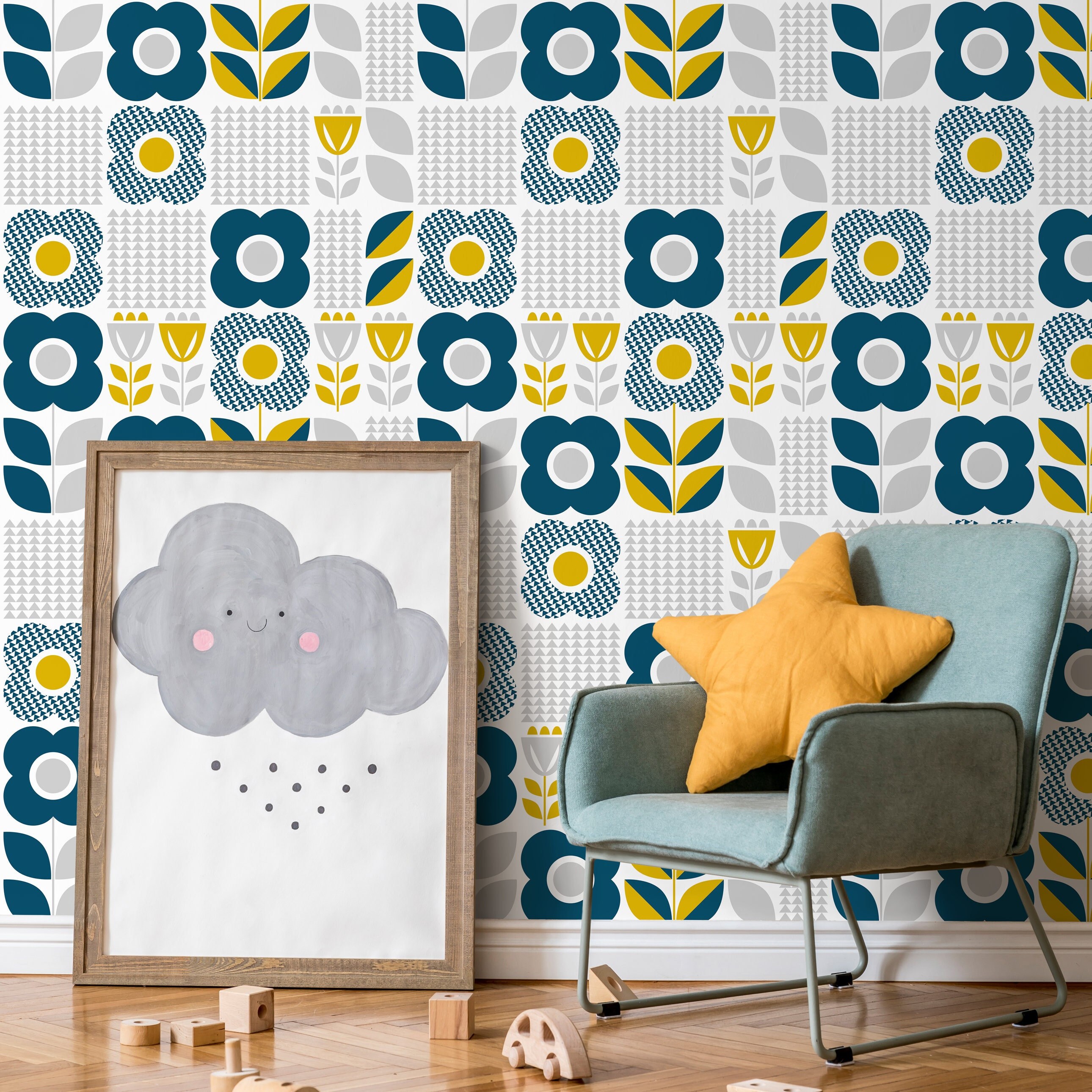 Removable Wallpaper Scandinavian Wallpaper Temporary Wallpaper Vintage ...
