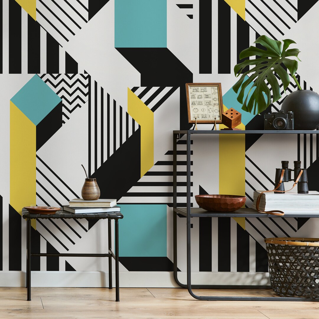 Removable Wallpaper Scandinavian Wallpaper Minimalist Geometric ...