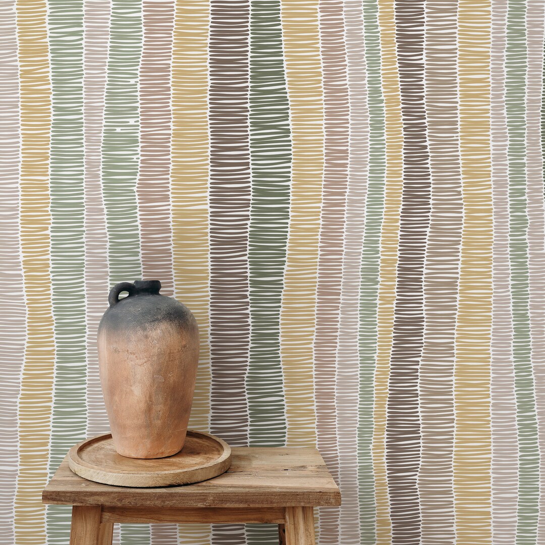 Pastel Abstract Striped Wallpaper / Peel and Stick Wallpaper Removable ...