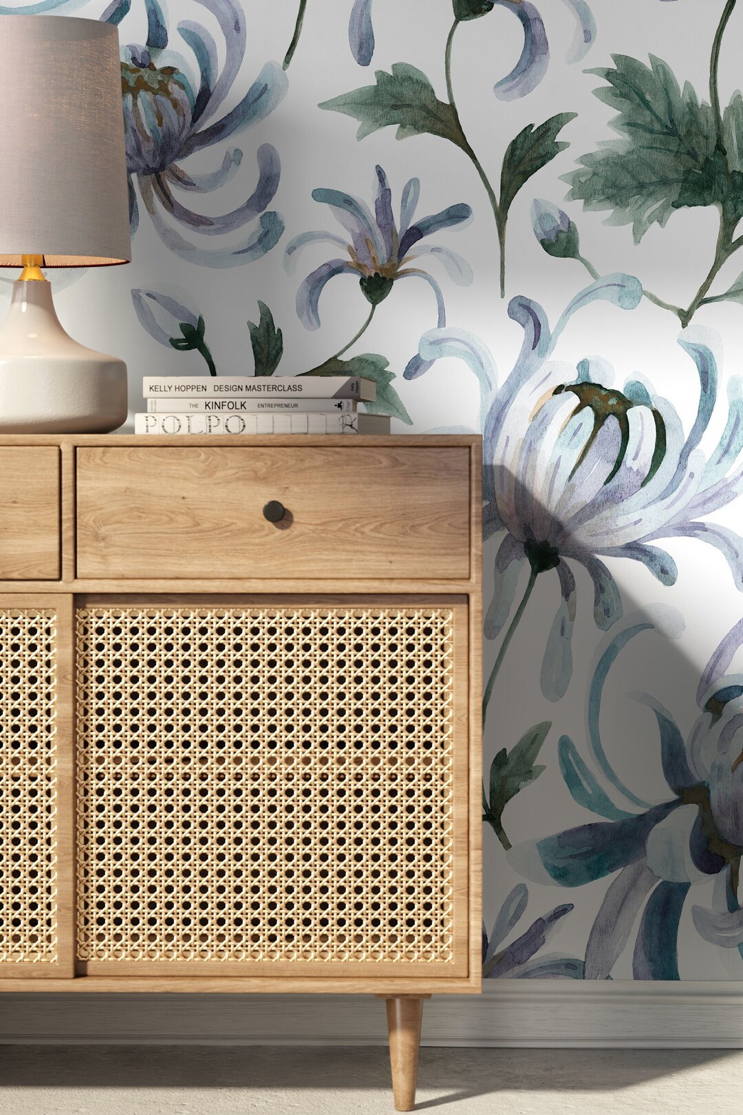 Vintage Floral Garden Wallpaper / Peel and Stick Wallpaper Removable Wallpaper Home Decor Wall