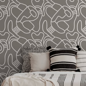 Removable Wallpaper Scandinavian Wallpaper Temporary Wallpaper Vintage Wallpaper Peel and Stick Wallpaper Wall / Abstract Gray - X109