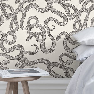 Wallpaper Peel and Stick Wallpaper Removable Wallpaper Home Decor Wall Art Wall Decor Room Decor / Gray Black Snake Wallpaper - C576