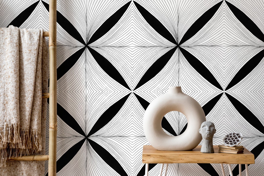 Black and White Geometric Wallpaper / Peel and Stick Wallpaper