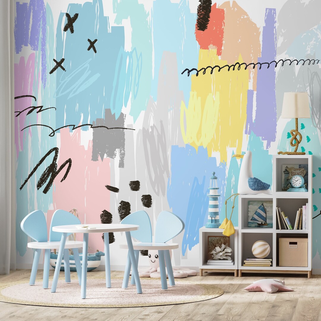 Removable Wallpaper, Scandinavian Wallpaper, Temporary Wallpaper, Peel ...