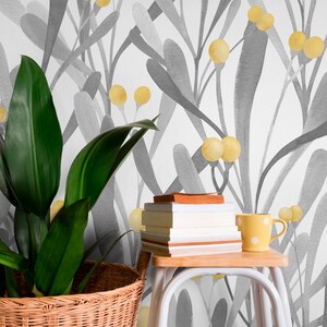 Removable Wallpaper, Scandinavian Wallpaper, Temporary Wallpaper, Floral Wallpaper, Peel and Stick Wallpaper, Wall Paper, Boho - X062