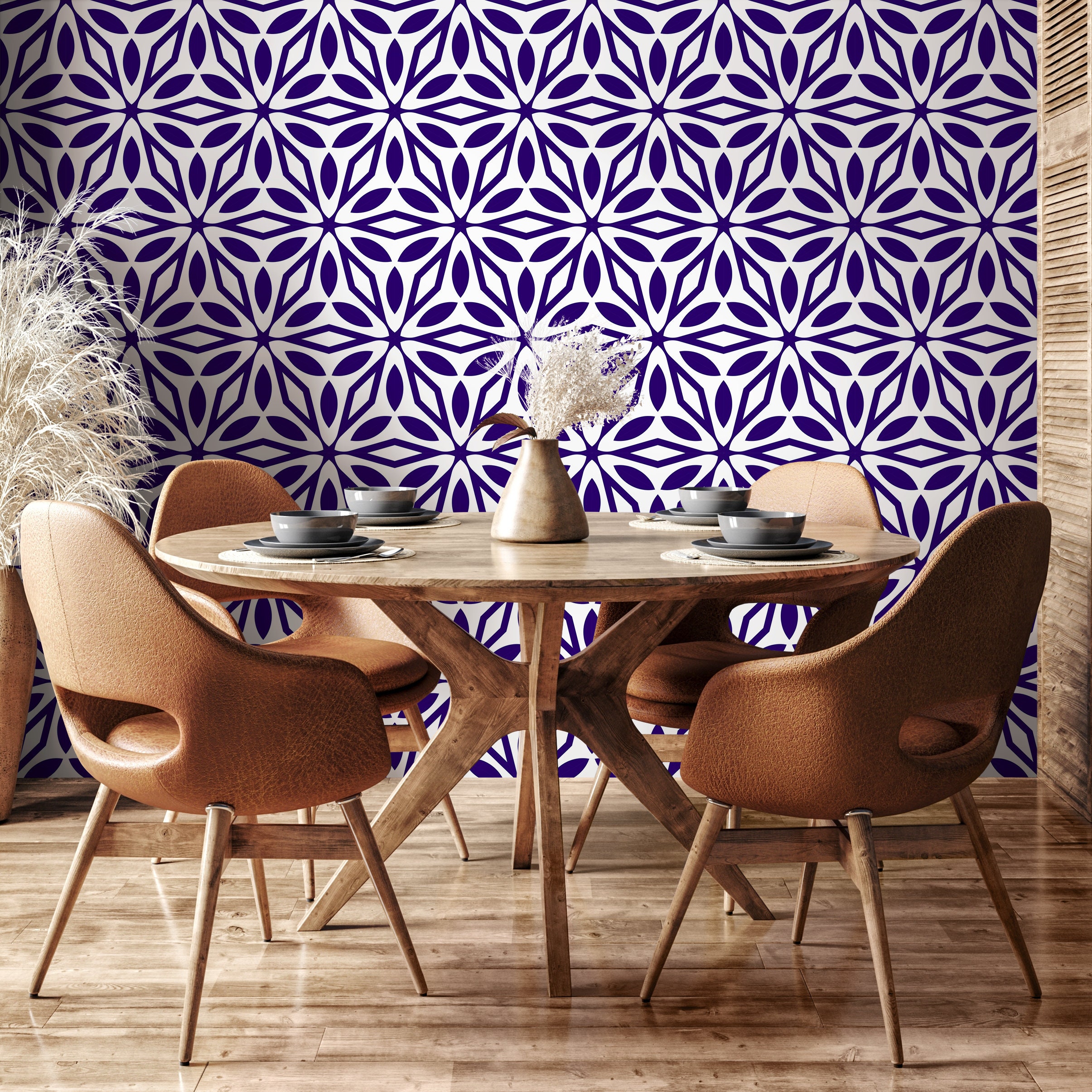 Navy Blue Geometric Wallpaper, Scandinavian Peel and Stick Wallpaper ...