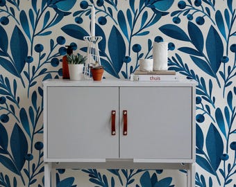 Removable Wallpaper, Scandinavian Wallpaper, Temporary Wallpaper, Floral Wallpaper, Peel and Stick Wallpaper, Wall Paper, Boho - A371
