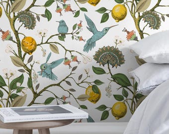 Hummingbird Lemon Wallpaper for Bedroom, Living Rooms, and peaceful places - A630