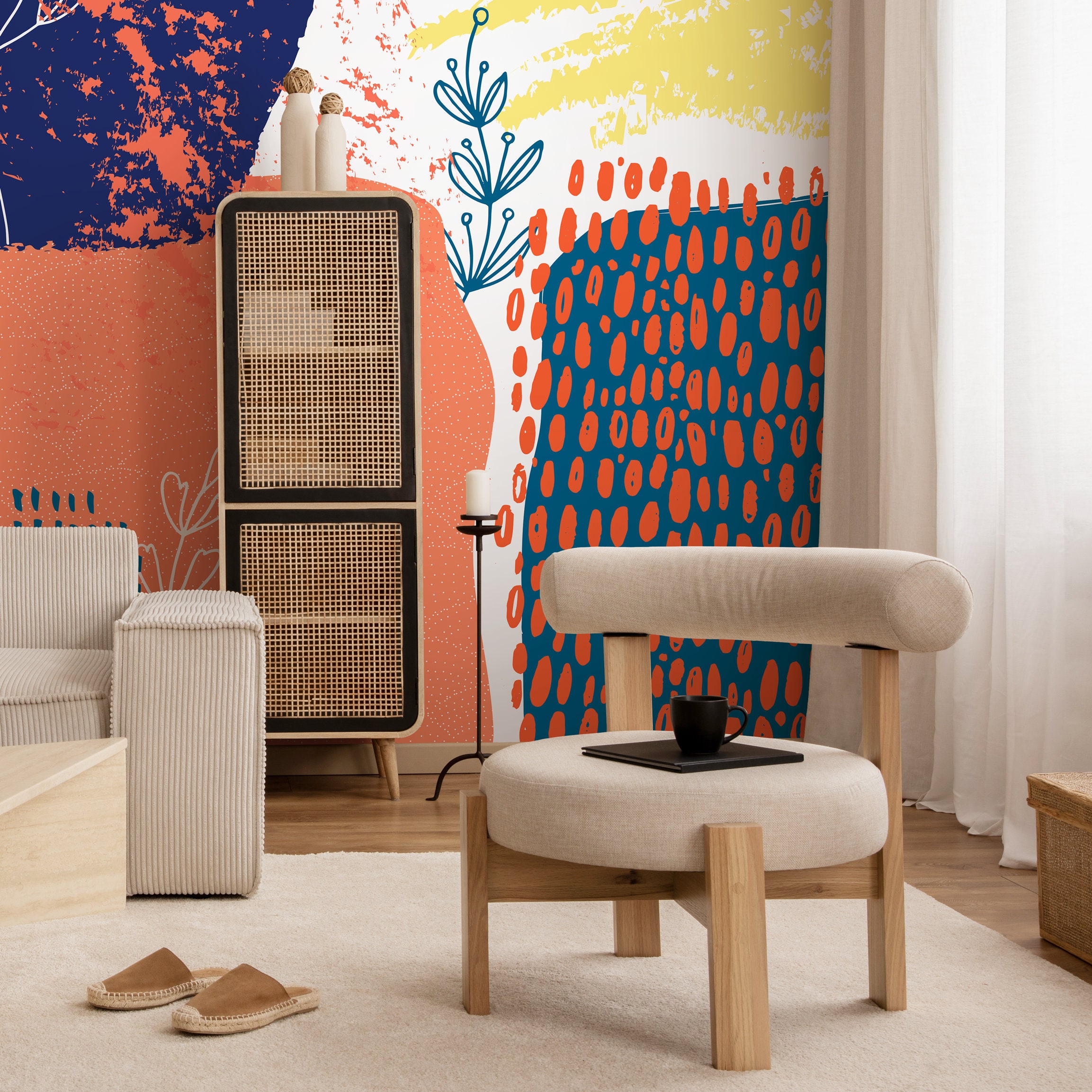 Removable Wallpaper Scandinavian Wallpaper Waves Wallpaper Peel and ...