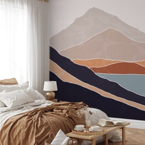 Removable Wallpaper Scandinavian Wallpaper  Waves Wallpaper Peel and Stick Wallpaper Wall Paper - B950