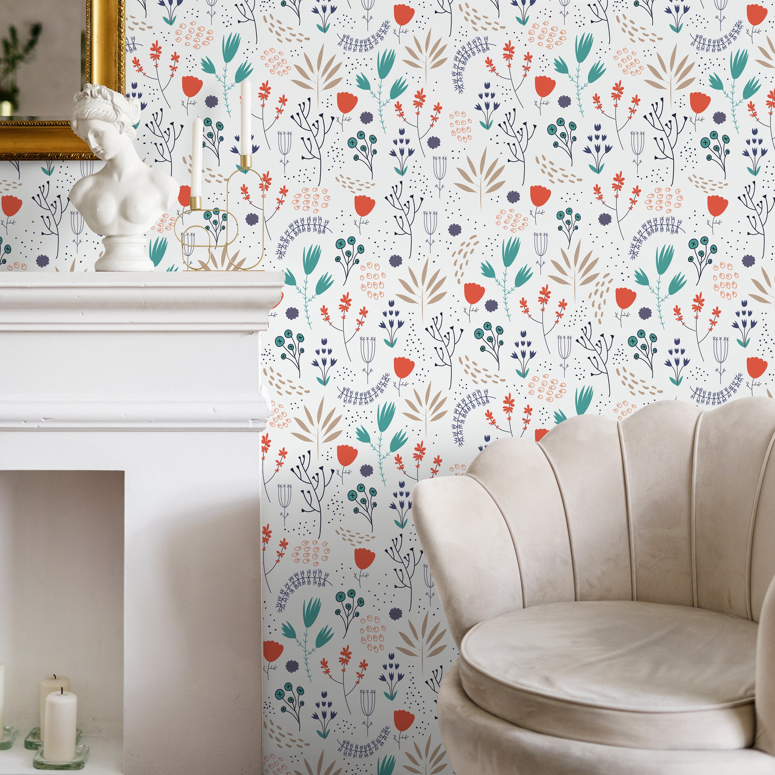 Removable Wallpaper, Scandinavian Wallpaper, Temporary Wallpaper ...