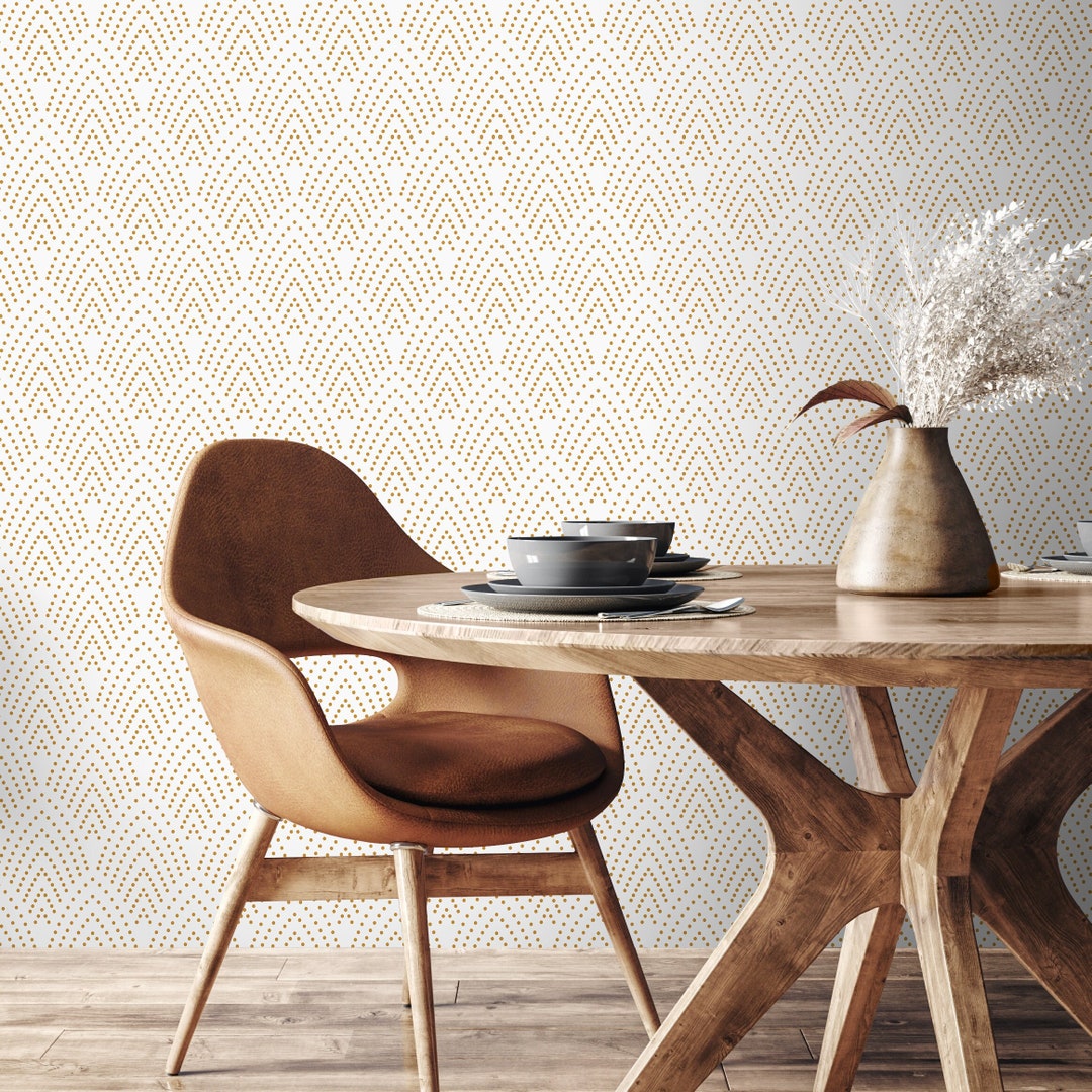 Art Deco Gold Dotted Fan Wallpaper on White - Peel and Stick - A925 - Etsy