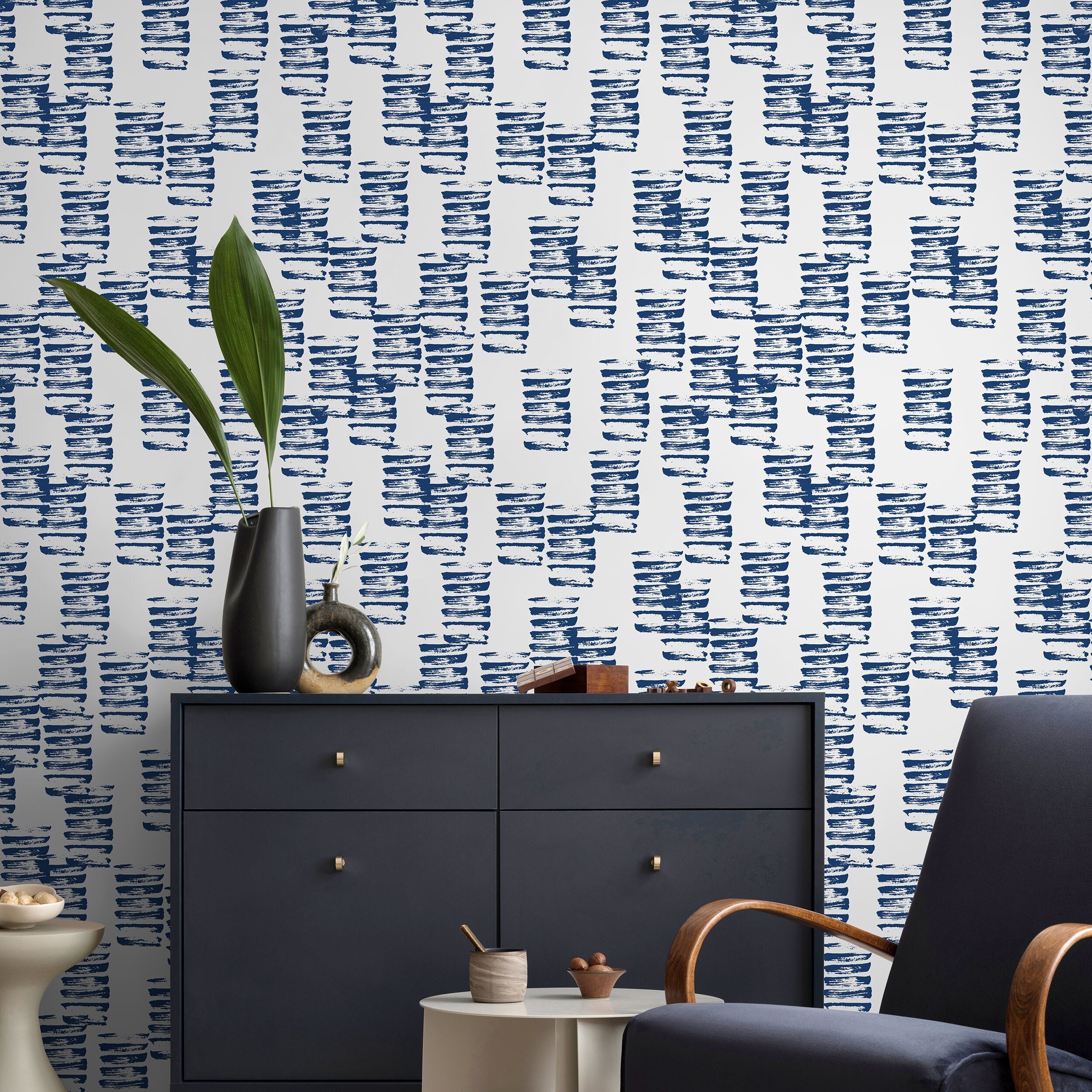 Wanddecoratie Behang Peel-and-Stick-behang Verwijderbaar behang Woondecoratie Kamerdecor / Blauwe penseelstreken Hedendaags behang - A195