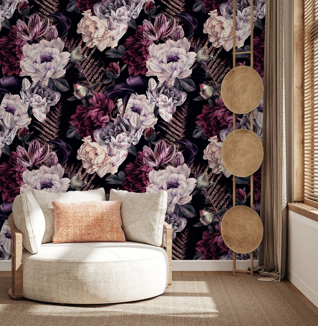 Removable Wallpaper Scandinavian Wallpaper Temporary Wallpaper Dark ...