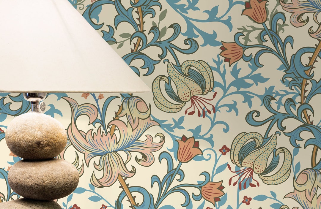 Vintage Art Nouveau Wallpaper / Peel and Stick Wallpaper Etsy