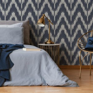 Navy and Gray Abstract Wallpaper / Peel and Stick Wallpaper Removable Wallpaper Home Decor Wall Art Wall Decor Room Decor - C934
