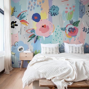 Removable Wallpaper Scandinavian Wallpaper Temporary Wallpaper Peel and Stick Wallpaper Colorful Wall Paper Mural - AS1-B483