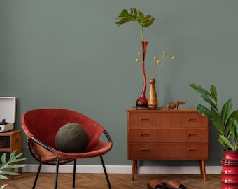 Papel pintado de piedra salvia / Color liso - Pared de acento minimalista moderna en verde salvia apagado - E190