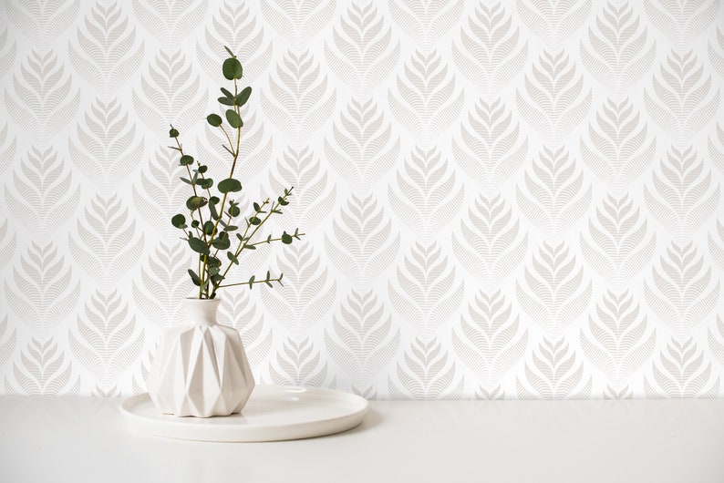 Wallpaper Peel and Stick Wallpaper Removable Wallpaper Home Decor Wall Art Wall Decor Room Decor / Minimalist Boho Leaf Wallpaper C492 image 1