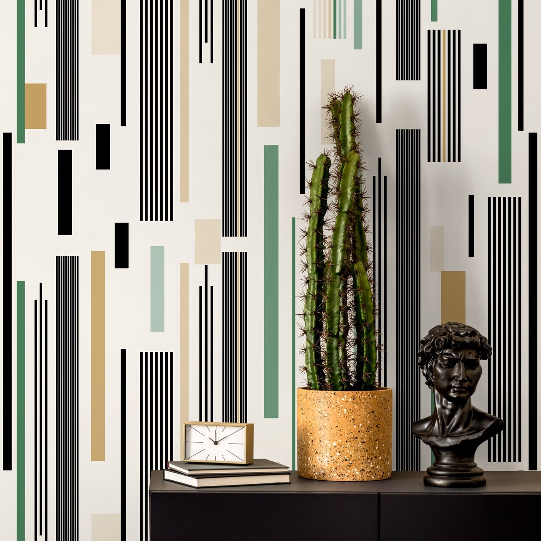 Modern Rectangle Wallpaper Geometric Wallpaper Peel and Stick and ...