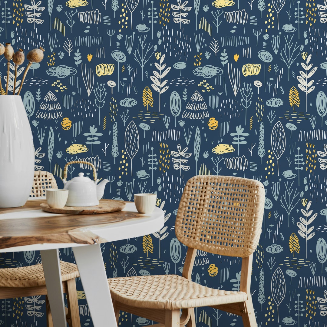 Removable Wallpaper Scandinavian Wallpaper Plants Wallpaper Peel and ...