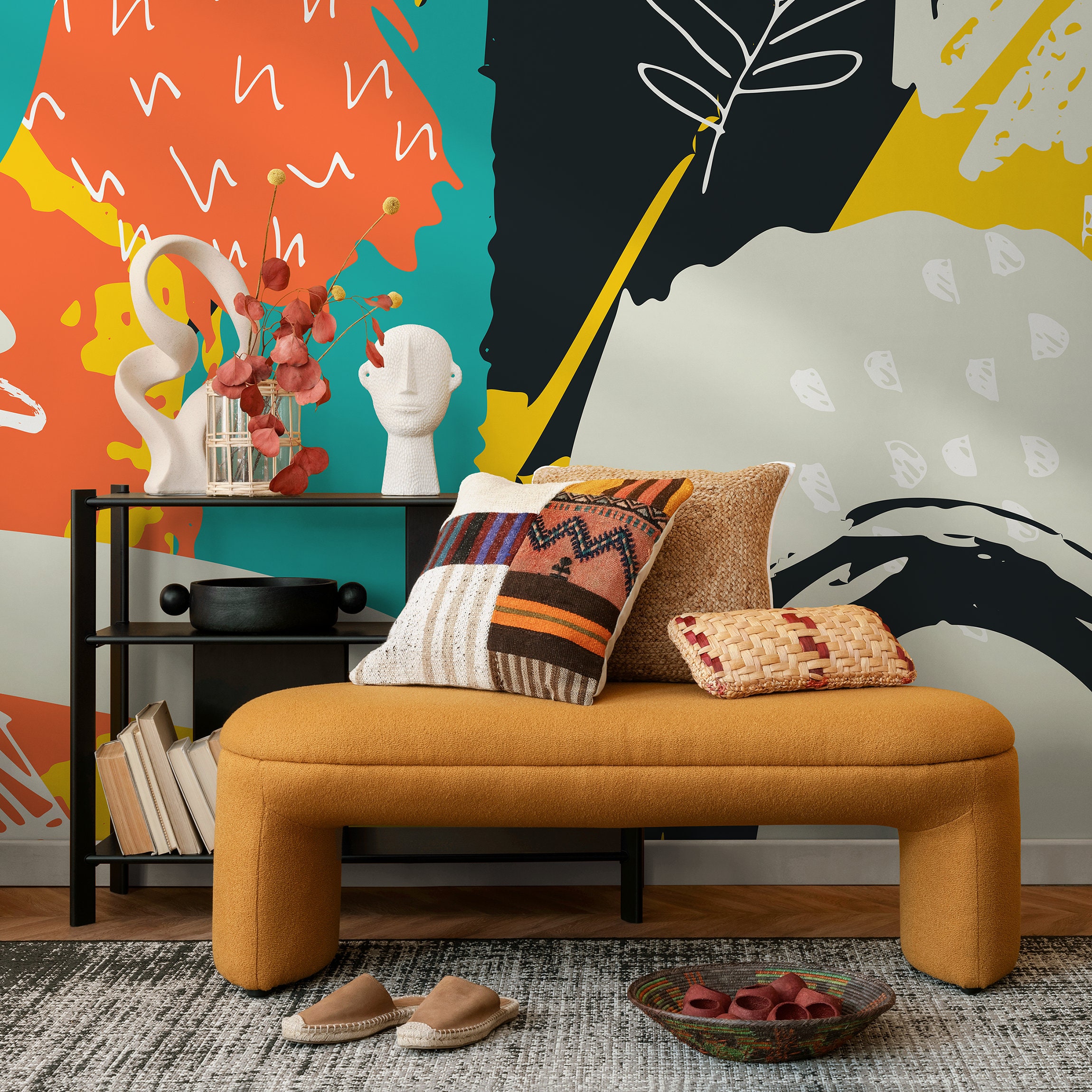 Removable Wallpaper Scandinavian Wallpaper Waves Wallpaper Peel and ...