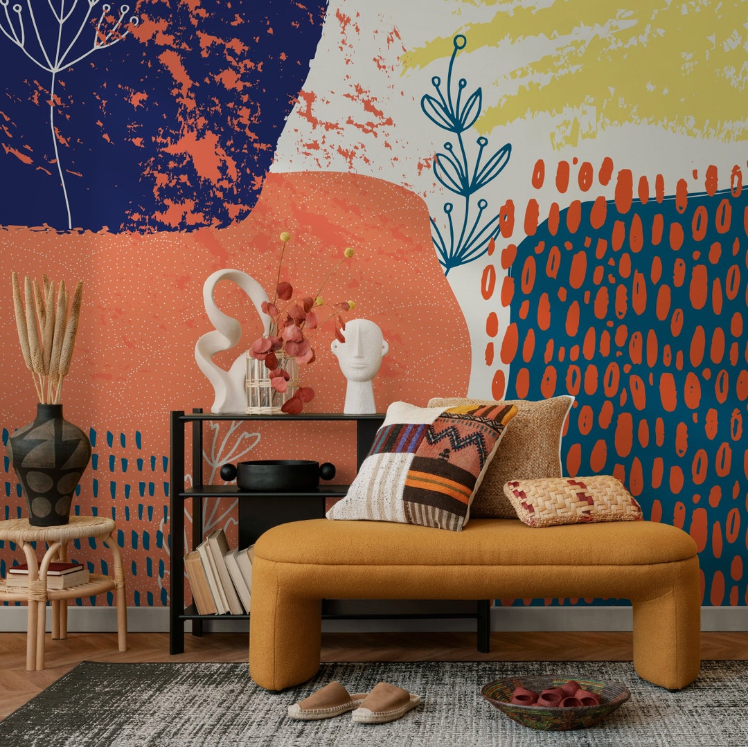 Removable Wallpaper Scandinavian Wallpaper Waves Wallpaper Peel and ...