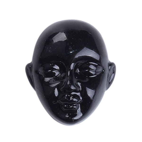 1 cabochon tête ethnique masque résine noire