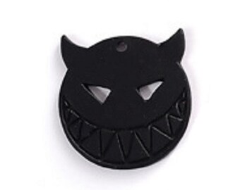 1  pendentif chat noir Halloween métal noir