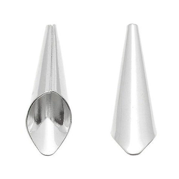 2 calottes coupelles cônes 21 mm métal argenté pour pompon