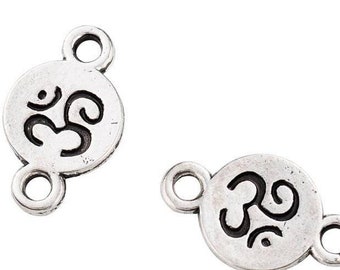 2 religious interlayer connectors meditation silver metal