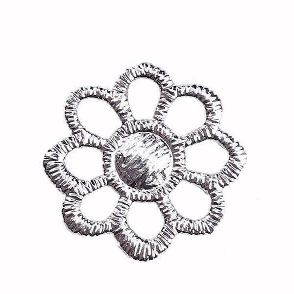 1 connecteur intercalaire fleur dentelle métal argenté