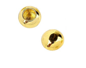 2 embouts boules 6 mm métal doré pour cordon 3 mm