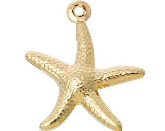 1 pendentif étoile de mer 21 mm métal doré