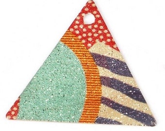 1 pendentif triangle doré peinture ethnique