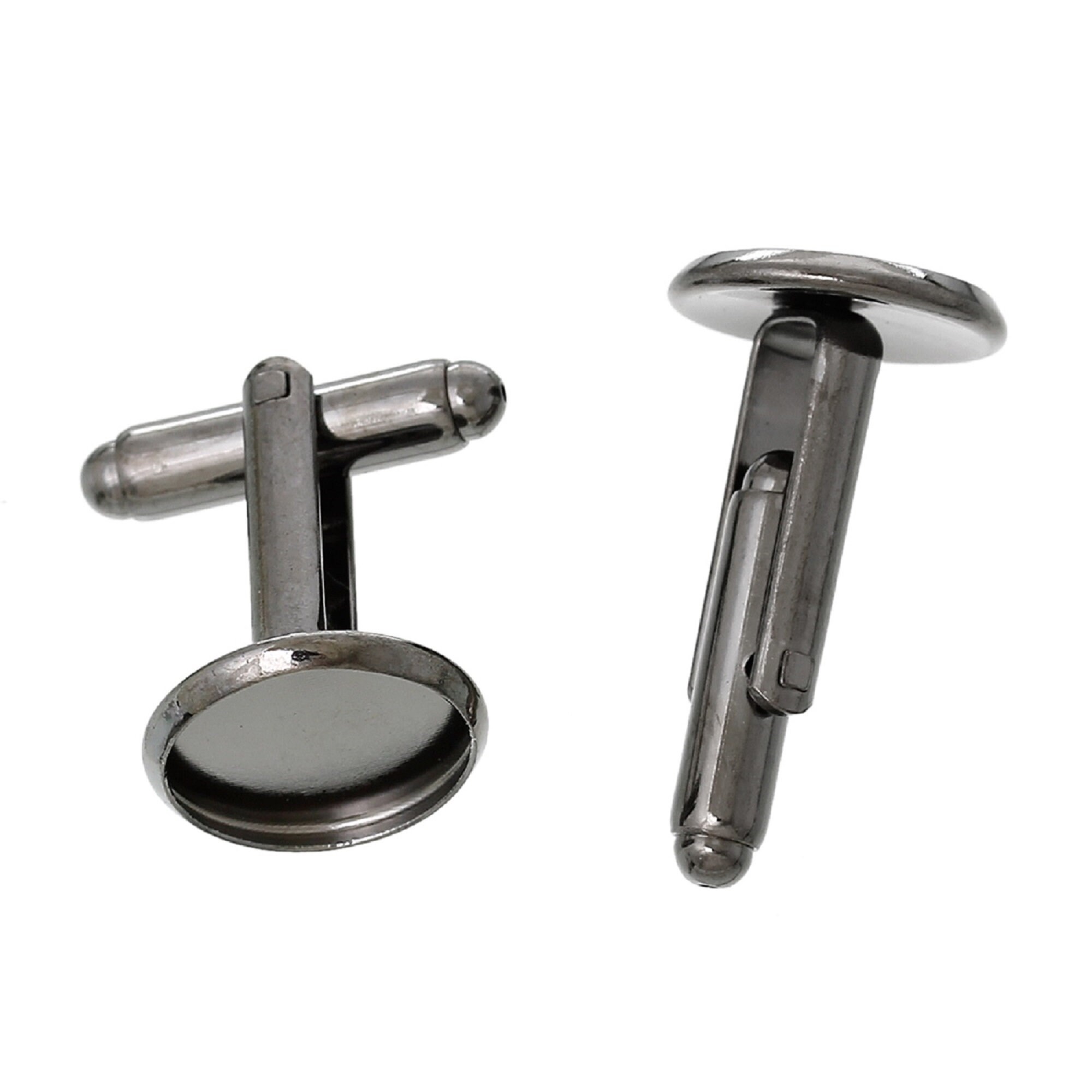 Paire De Boutons De Manchette Argentés Style Moderniste - Occasion En Très Bon état, Métal Argenté, Créateur