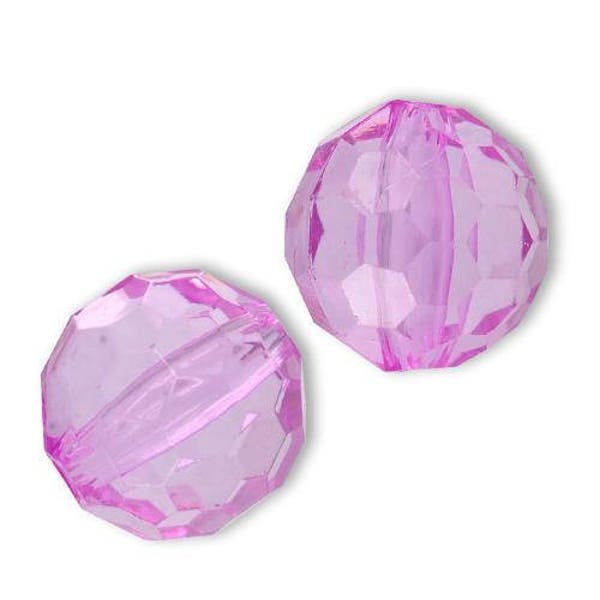 2 perles pampilles acrylique 16 mm mauve à facettes