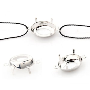supports claws oval 14 x 10 mm silver x 2 ring connectors