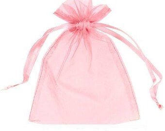 5 organza gift pouches 12 x 9 cm pink