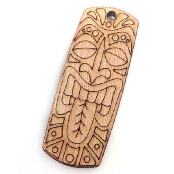 1 pendentif totem maori ethnique tribal bois 60 mm