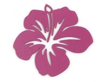 1 pendant tropical flower 21 mm pink metal