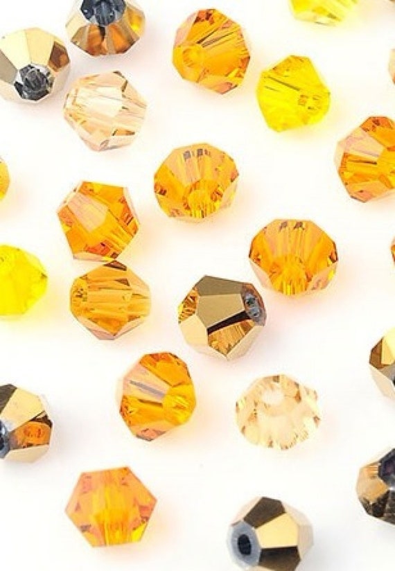 Lot De 120 Perles Anciennes En Cristal Toupie Bicône Jaune - 5 X 4 Mm - N°3 - Stock D'ancienne Collection