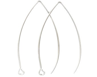 1 pair of silver stainless steel ear hooks 41 x 22 mm
