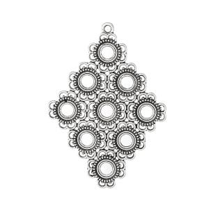 A silver metal diamond pendant holder for 8mm cabochons. image 1