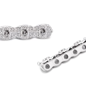 2 separators 5 holes silver metal rhinestone connectors