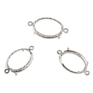 2 connectors 13 x 18 mm oval cabochon supports in silver metal claws