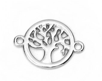 1 silver-plated filigree tree of life connector