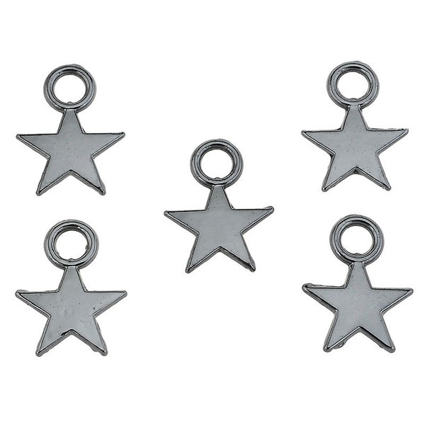 5 pendentif étoiles métal gun métal
